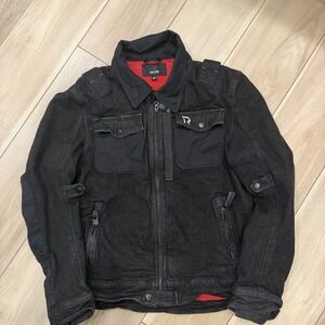 IRON Black Tactical Jacket Men's M Red Mesh Lining Moto Utility Streetwear